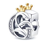 KUNVONIC Letra Charms Abalorios A-Z Alfabeto Colgante para mujer, plata de ley 925, compatible con pulseras y collares Pandora, compatible con pulseras europeas para mujeres y niñas
