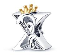 KUNVONIC Letra Charms Abalorios A-Z Alfabeto Colgante para mujer, plata de ley 925, compatible con pulseras y collares Pandora, compatible con pulseras europeas para mujeres y niñas