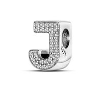 KUNVONIC Letra Charms Abalorios A-Z Alfabeto Colgante para mujer, plata de ley 925, compatible con pulseras y collares Pandora, compatible con pulseras europeas para mujeres y niñas