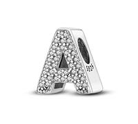 KUNVONIC Letra Charms Abalorios A-Z Alfabeto Colgante para mujer, plata de ley 925, compatible con pulseras y collares Pandora, compatible con pulseras europeas para mujeres y niñas