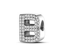 KUNVONIC Letra Charms Abalorios B Alfabeto Colgante para mujer, plata de ley 925, compatible con pulseras y collares Pandora, compatible con pulseras europeas para mujeres y niñas