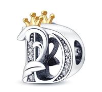 KUNVONIC Letra Charms Abalorios D Alfabeto Colgante para mujer, plata de ley 925, compatible con pulseras y collares Pandora, compatible con pulseras europeas para mujeres y niñas