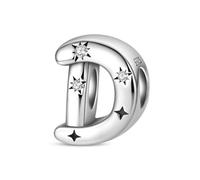 KUNVONIC Letra Charms Abalorios D Alfabeto Colgante para mujer, plata de ley 925, compatible con pulseras y collares Pandora, compatible con pulseras europeas para mujeres y niñas