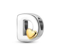 KUNVONIC Letra Charms Abalorios D Alfabeto Colgante para mujer, plata de ley 925, compatible con pulseras y collares Pandora, compatible con pulseras europeas para mujeres y niñas