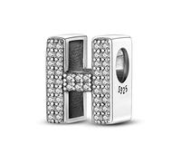 KUNVONIC Letra Charms Abalorios H Alfabeto Colgante para mujer, plata de ley 925, compatible con pulseras y collares Pandora, compatible con pulseras europeas para mujeres y niñas