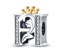 KUNVONIC Letra Charms Abalorios H Alfabeto Colgante para mujer, plata de ley 925, compatible con pulseras y collares Pandora, compatible con pulseras europeas para mujeres y niñas
