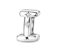 KUNVONIC Letra Charms Abalorios I Alfabeto Colgante para mujer, plata de ley 925, compatible con pulseras y collares Pandora, compatible con pulseras europeas para mujeres y niñas