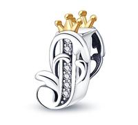 KUNVONIC Letra Charms Abalorios J Alfabeto Colgante para mujer, plata de ley 925, compatible con pulseras y collares Pandora, compatible con pulseras europeas para mujeres y niñas
