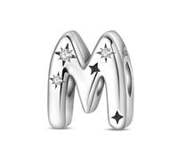 KUNVONIC Letra Charms Abalorios M Alfabeto Colgante para mujer, plata de ley 925, compatible con pulseras y collares Pandora, compatible con pulseras europeas para mujeres y niñas