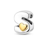 KUNVONIC Letra Charms Abalorios S Alfabeto Colgante para mujer, plata de ley 925, compatible con pulseras y collares Pandora, compatible con pulseras europeas para mujeres y niñas