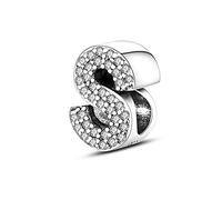 KUNVONIC Letra Charms Abalorios S Alfabeto Colgante para mujer, plata de ley 925, compatible con pulseras y collares Pandora, compatible con pulseras europeas para mujeres y niñas