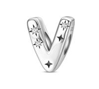 KUNVONIC Letra Charms Abalorios V Alfabeto Colgante para mujer, plata de ley 925, compatible con pulseras y collares Pandora, compatible con pulseras europeas para mujeres y niñas
