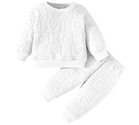 Kunyeah Bebé Niña Outfit Niña Amor Corazón Pullover Niño Sudadera Pantalones Infantil Letra Imprimir Manga Larga Top Pant Set (Blanco, 18-24 Meses)