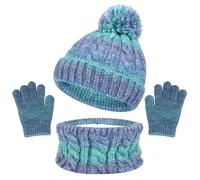 Kunyeah Conjunto gorro bufanda y guantes para niños pequeños Manoplas punto forro polar y gorro protector para el cuello para niños y niñas 3 a 10 años. (Cubrecuello, Azul-verdoso)