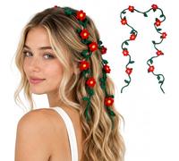 Kunyeah Diadema de ganchillo con flores para niña hecha a mano cabello largo elegante accesorio pelo estilo boho para mujer decoración del hogar (Rojo)