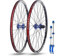 KUNYOS 24'' 26'' 27,5'' 29'' Juego De Ruedas para Bicicleta De Montaña Cierre Rápido Ruedas Delanteras Ruedas Traseras Llantas Doble Capa Freno De Disco Bujes 32H para 7-11 Velocidades,Azul,24inch