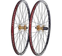 KUNYOS 24 Inch/26 Inch/27.5 Inch/29 Inch Mountain Bike Wheelset Aluminium Thru Axle Front and Rear Wheels 32H Disc Brake Hubs for 7-11-Speed Cassette,Oro,24inch