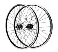 KUNYOS 26/27.5/29 Pulgadas MTB Mountain Bike Juego De Ruedas Delanteras Y Traseras con Doble Disco De Seis Agujeros, Ruedas De Aluminio con 2 Radios (Delantera + Trasera),Negro,29inch