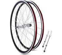 KUNYOS Aleación De Aluminio 700C Road Bike Wheelset Doule Layer Rims V Brake Quick Release 24H Hubs for 7/8/10/11 Speed Cassette Front and Rear Wheels,30mm,Plata