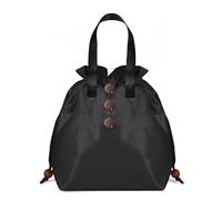 KUNYOS Bolsa de almuerzo for mujer, versión adultos, bolsa almacenamiento con cordón, adecuada el trabajo/escuela/picnic/viajes/almuerzo al aire libre, una maravillosa experiencia vida(Black)