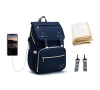 KUNYOS Bolso cambiador ligero for bebé con puerto USB, mochila unisex de color a juego, bolso de viaje for pañales, adecuado for mamá y papá, bolso de viaje for acampar al aire libre(Royal Blue)