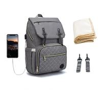 KUNYOS Bolso cambiador ligero for bebé con puerto USB, mochila unisex de color a juego, bolso de viaje for pañales, adecuado for mamá y papá, bolso de viaje for acampar al aire libre(Gray)