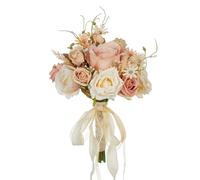 KUNYOS Bridal Wedding Bouquets, Exquisite Silk Fabric Simulated Roses, Lace Ribbons, Bride and Bridesmaids Hand Bouquets, Bohemian Wedding Bouquets