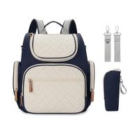 KUNYOS Conjunto de 2 piezas, mochila cambiadora pañales for bebé, bolsa térmica for biberones, viaje, bolso multifuncional for madres gran capacidad, correa for cochecito(Dark blue)