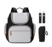 KUNYOS Conjunto de 2 piezas, mochila cambiadora pañales for bebé, bolsa térmica for biberones, viaje, bolso multifuncional for madres gran capacidad, correa for cochecito(Black)