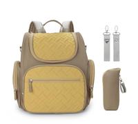 KUNYOS Conjunto de 2 piezas, mochila cambiadora pañales for bebé, bolsa térmica for biberones, viaje, bolso multifuncional for madres gran capacidad, correa for cochecito(Brown)