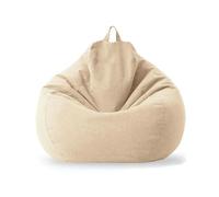 KUNYOS Funda de puf de Lino y algodón sin Relleno, puf for Esquina de Suelo, puf for Silla, puf otomano for salón(Light Kahki,2.3 ft-D70cm-cover)