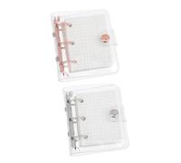 KUNYOS Juego de 2 cuadernos de cuentas manuales, minicarpeta de 3 anillas con hebilla de cubierta transparente, Bloc de notas de hojas sueltas for escribir diario creativo