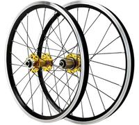 KUNYOS Juego de Ruedas BMX 406/451 de 20 Pulgadas Llantas de aleación de Aluminio de Doble Pared Bujes de Freno de Disco QR Ruedas Delanteras y traseras 24H para Bicicleta de montaña,Oro,451