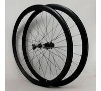 KUNYOS Juego De Ruedas De Bicicleta 700C Ruedas De Bicicleta De Carretera con Cubierta De 40 Mm De Profundidad Llantas De Doble Pared Juego De Ruedas Delanteras Y Traseras,Negro