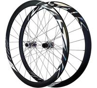 KUNYOS Juego De Ruedas De Bicicleta De Carretera 700C, Aleación De Aluminio De 36 Mm, Freno De Disco, Buje HG Compatible con Casete De 8/9/10/11/12 Velocidades, 24 Orificios,Vistoso,Thru Axle