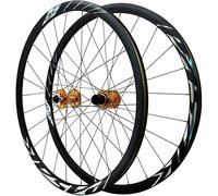 KUNYOS Juego De Ruedas De Bicicleta De Carretera 700C, Aleación De Aluminio De 36 Mm, Freno De Disco, Buje HG Compatible con Casete De 8/9/10/11/12 Velocidades, 24 Orificios,Oro,Thru Axle