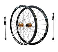 KUNYOS Juego De Ruedas De Bicicleta De Carretera 700C, Aleación De Aluminio De 36 Mm, Freno De Disco, Buje HG Compatible con Casete De 8/9/10/11/12 Velocidades, 24 Orificios,Oro,QR