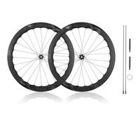KUNYOS Juego De Ruedas De Carbono Ultraligeras para Bicicleta De Carretera 700C/622 Mm, Juego De Ruedas Tubeless Ready, Llanta Wave De 5045 Mm, Frenos De Disco Center Lock, Trinquete 36T, HG/XDR,XDR
