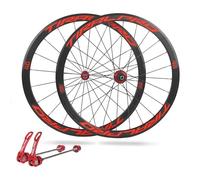 KUNYOS Juego De Ruedas De Carretera 700C con Cierre Rápido Y Freno De Llanta para Rueda Delantera Y Trasera para Bicicletas Llanta De Aleación De Aluminio para Cassettes De 8/9/10/11 Velocidades,Rojo