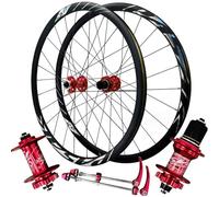 KUNYOS Juego De Ruedas De Carretera con Freno De Disco 700C,Bujes De Aleación De Aluminio De Doble Pared 24H Liberación Rápida Delantera Y Trasera 1800G Rueda De Carretera,Rojo