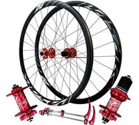 KUNYOS Juego De Ruedas De Carretera con Freno De Disco 700C, Llantas De Doble Pared De Aleación De Aluminio, Buje De 24H, Liberación Rápida, Ruedas Delanteras Y Traseras De Bicicleta, 1800G,Rojo