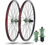 KUNYOS Juego De Ruedas MTB 24/26/27,5/29 Pulgadas 32 Agujeros Eje Pasante Rueda Delantera 15 X 100 Mm Trasera 12 X 142 Mm Buje De Rueda para Freno De Disco para 7-11 Velocidades,Verde,26inch