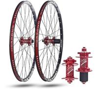 KUNYOS Juego De Ruedas MTB 24/26/27,5/29 Pulgadas 32 Agujeros Eje Pasante Rueda Delantera 15 X 100 Mm Trasera 12 X 142 Mm Buje De Rueda para Freno De Disco para 7-11 Velocidades,Rojo,27.5inch
