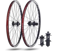 KUNYOS Juego De Ruedas MTB 24/26/27,5/29 Pulgadas 32 Agujeros Eje Pasante Rueda Delantera 15 X 100 Mm Trasera 12 X 142 Mm Buje De Rueda para Freno De Disco para 7-11 Velocidades,Negro,26inch