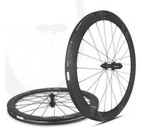 KUNYOS Juego De Ruedas para Bicicleta De Carretera De 50Mm Ruedas Delanteras Y Traseras En Carbono 700C Freno De Disco HG Buje con Eje Pasante para Cassette De 8-12 Velocidades,Negro
