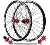 KUNYOS Juego De Ruedas para Bicicleta De Montaña 26 Pulgadas 27.5" 29" Freno De Disco 4 Rodamientos Sellados Ruedas Delantera Y Trasera Llanta 32H para Casete De 7-11 Velocidades,Red qr,26inch