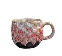 KUNYOS Juego De Taza Y Platillo De Café De Cerámica Martillada De 260 Ml, Taza De Té Y Taza De Café Con Textura Retro Hecha A Mano, Tazas For El Hogar Y La Oficina, Regalo Y Presente(Red,CUP)