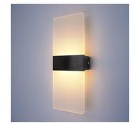 KUNYOS Lámpara de pared minimalista moderna for interiores, luz LED de aluminio acrílico, con cableado for dormitorio, sala de estar, pasillo, escalera, apliques(Cool White(5500-7000K),BLACK_12W)