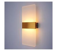 KUNYOS Lámpara de pared minimalista moderna for interiores, luz LED de aluminio acrílico, con cableado for dormitorio, sala de estar, pasillo, escalera, apliques(Warm White (2700-3500K),GOLD_12W)