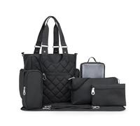 KUNYOS Mochila cambiadora de 7 piezas, almohadilla for pañales, sencilla, resistente al desgaste, impermeable, bolso for bebé con compartimento gran capacidad, maternidad multifuncional(Black)